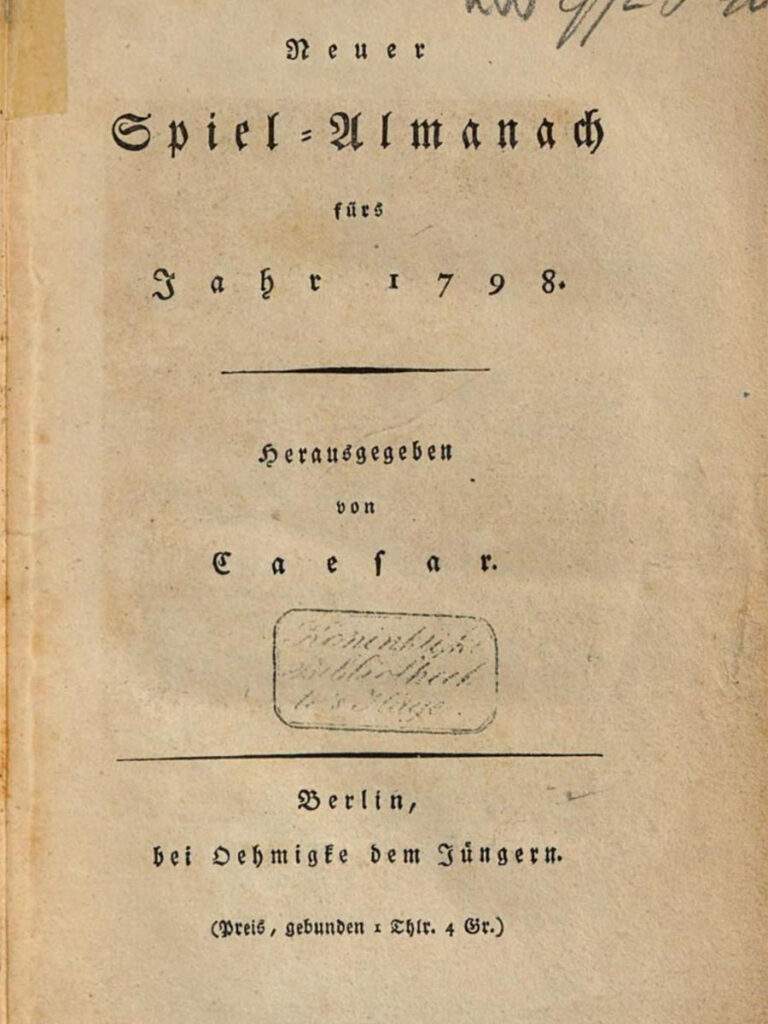 Neuer Spiel-Almanach fürs Jahr 1798 written by Ceafar - openingspage