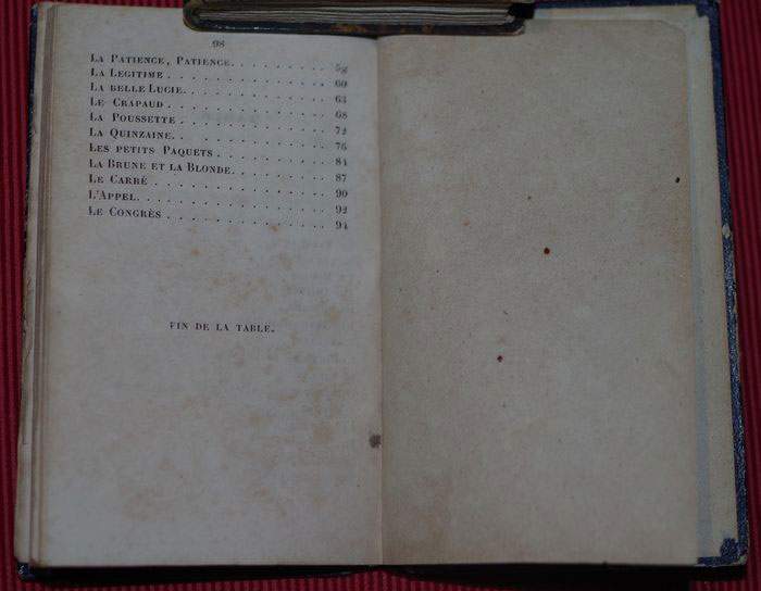 1842 book table of content of Le Livre des Patiences - Madame de F*** (second page)