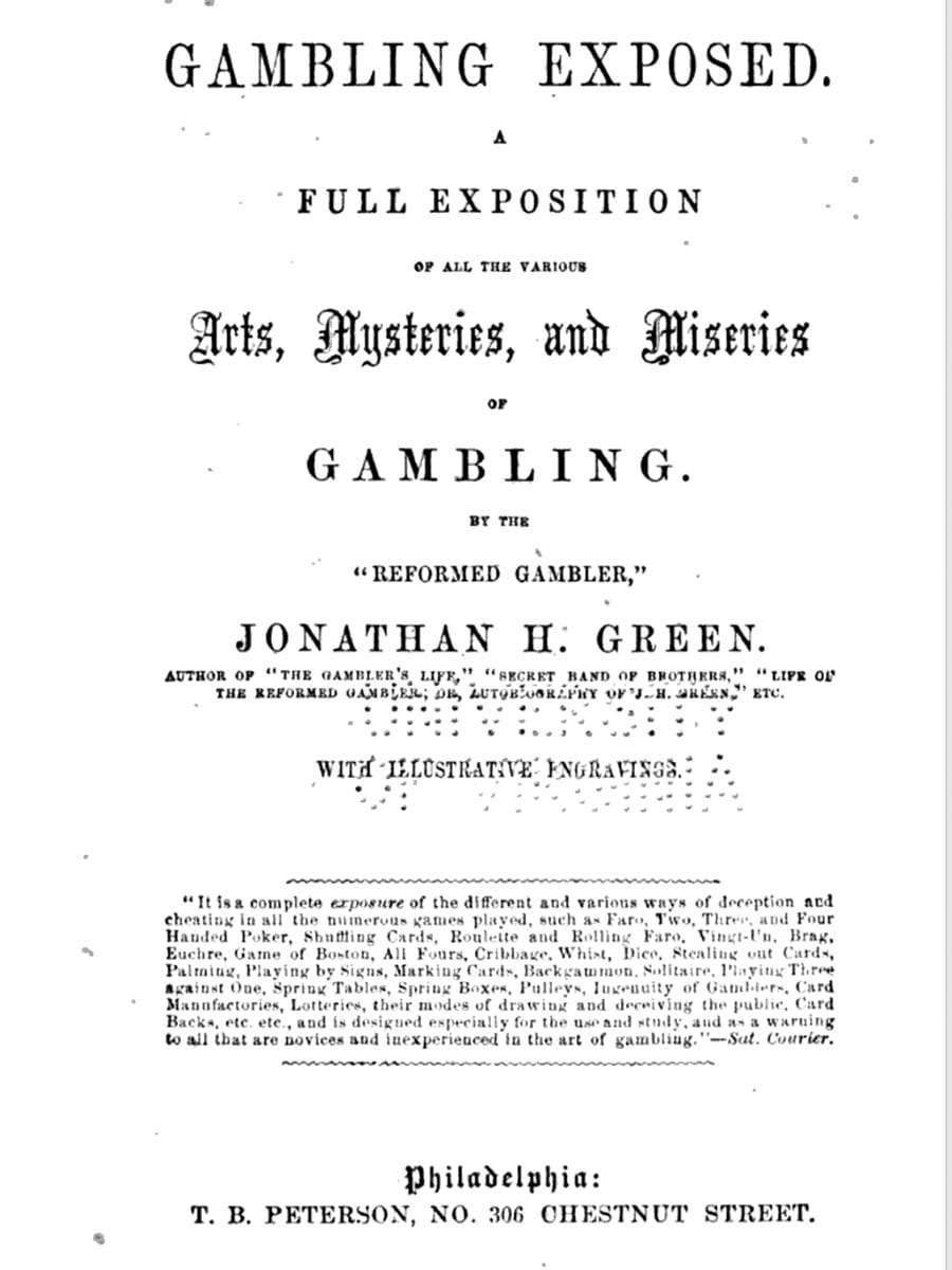 Gambling Exposed - A Full Exposition of all the various Arts, Mysteries, and Miseries of Gambling by Jonathan H. Green 1857 - openingspage