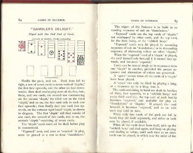 1905 1918 Games of Patience Illustrated by numerous diagrams Gamblers delight