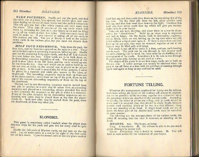 Foster's complete Hoyle by R. F. Foster - 1909 - page about Klondike Solitaire