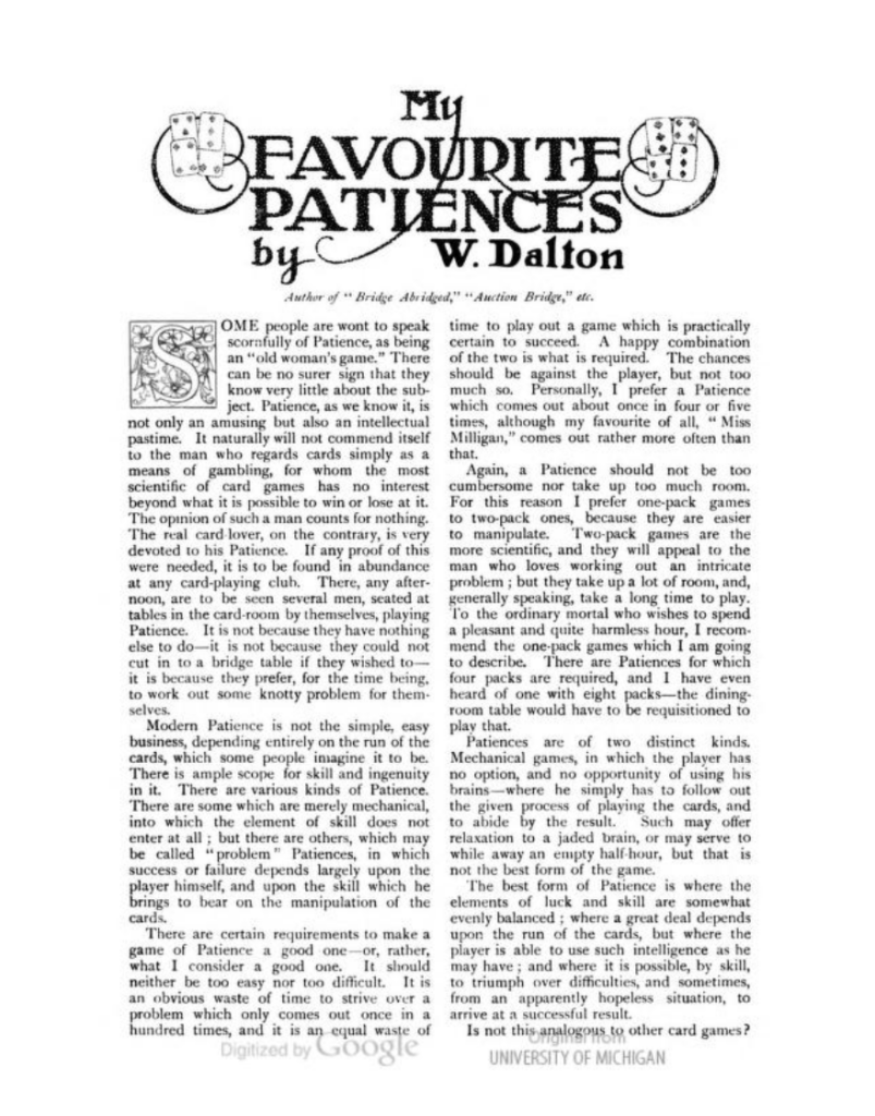 My Favourite Patiences 1909 W Dalton