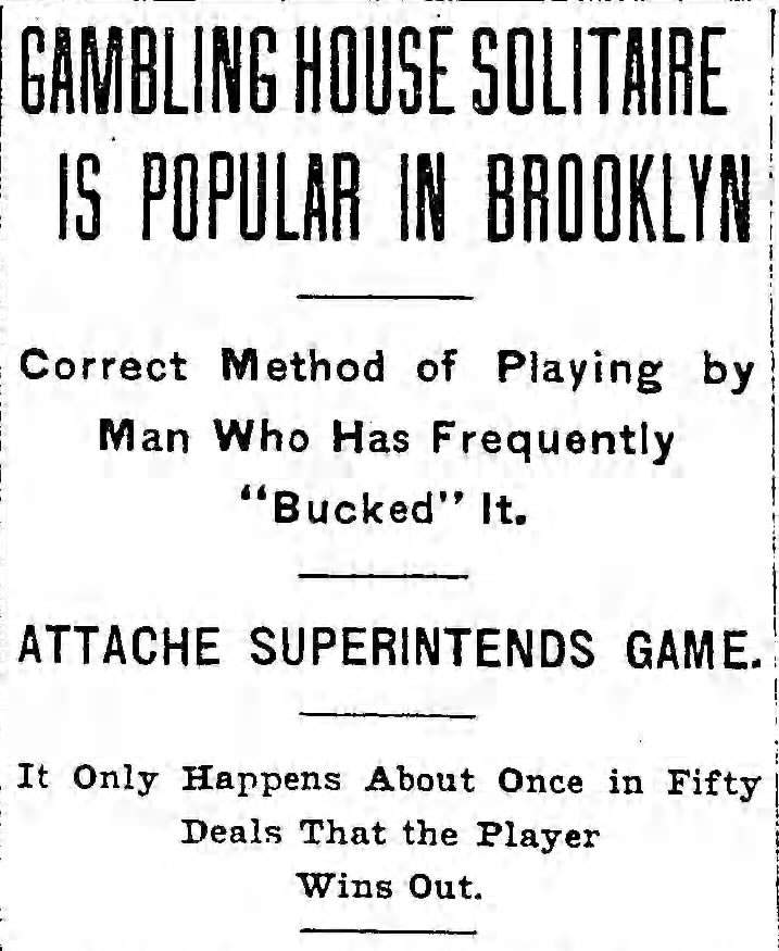 Newspaper article Gambling House Solitaire is popular in Brooklyn