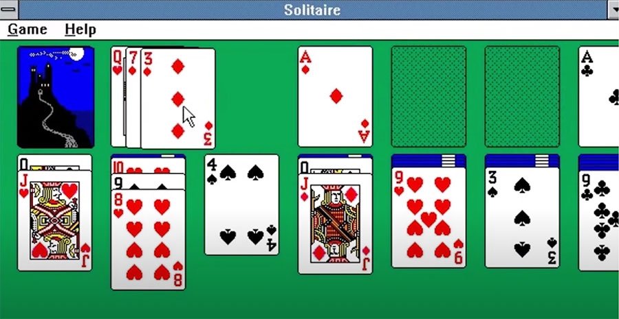 Microsoft Solitaire printscreen 1990 version 3.0