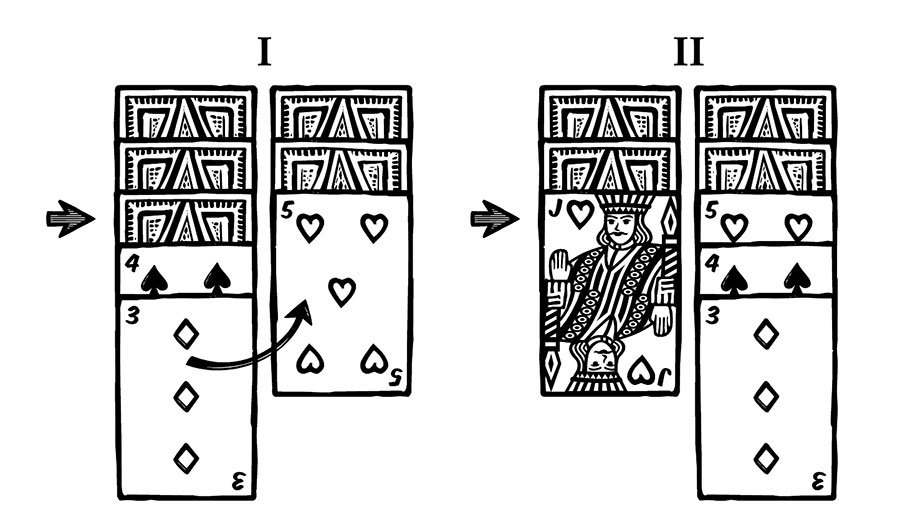 Exposed card example rules Solitaire