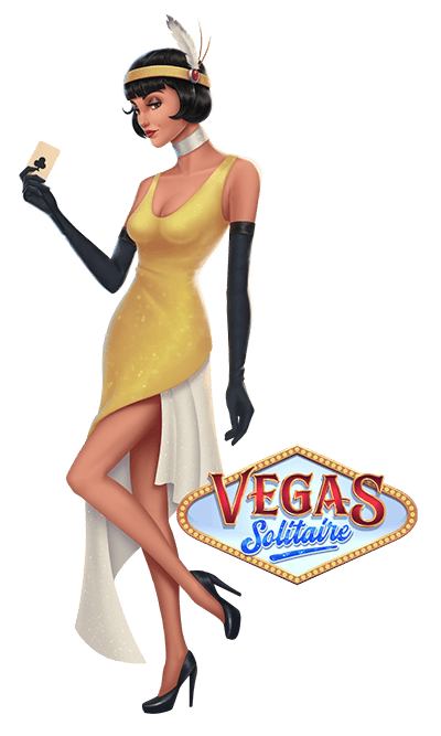 Vegas Solitaire Banner Girl Yellow Dress