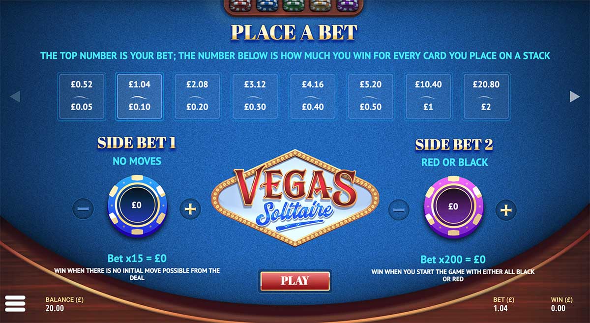 Place a Bet Vegas Solitaire