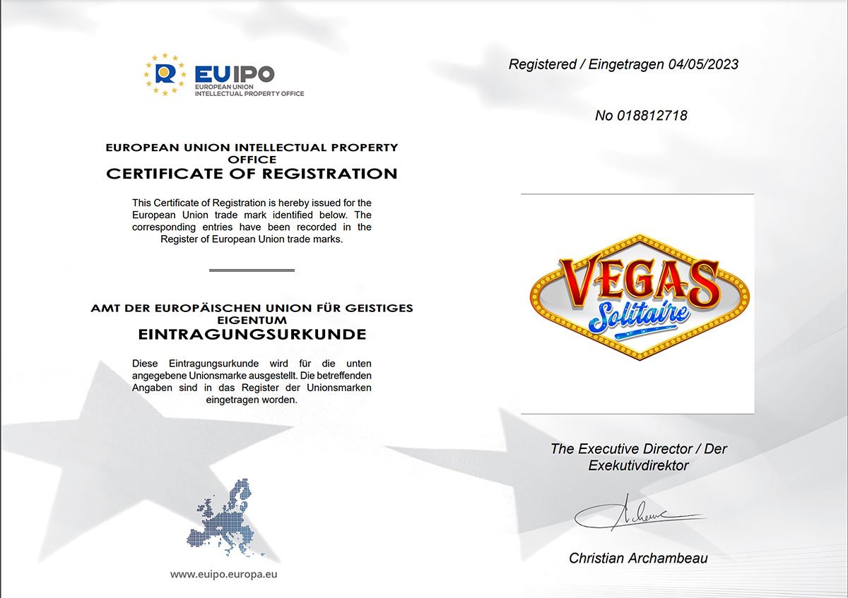 EUIPO certification Vegas Solitaire